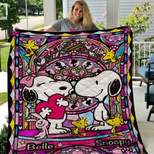 Snoopy And Belle Love Quilt  Quilt